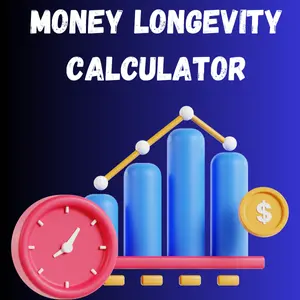 A 3D illustration featuring a bar chart, a clock, and a gold coin symbolizing financial longevity.