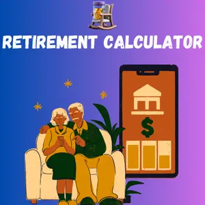 An image of an elderly couple sitting on a sofa with a smartphone displaying financial data.