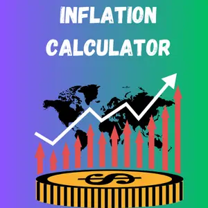 An illustration representing the inflation calculator, featuring a rising graph with a coin and world map background.